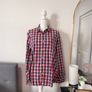 Men's Red and Blue Plaid Shirt